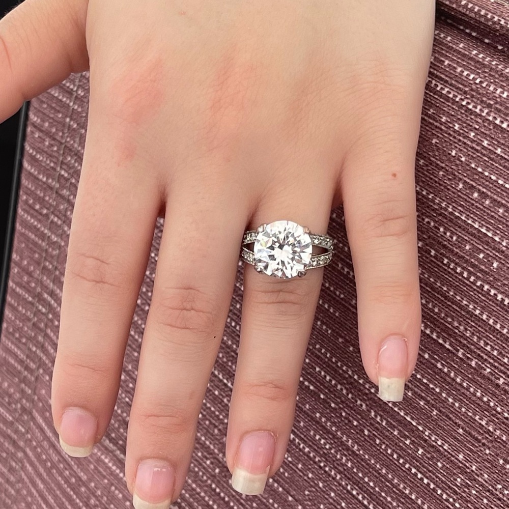 Simulated Diamond Split Shank Cocktail Ring - image 1